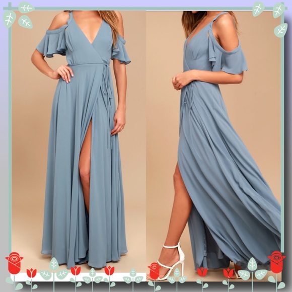 off the shoulder wrap maxi dress